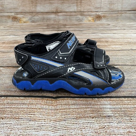 Nerf Hook & Loop Summer Beach Sandals Youth Size 12 Black Open Toe Sporty Shoes - Picture 1 of 8